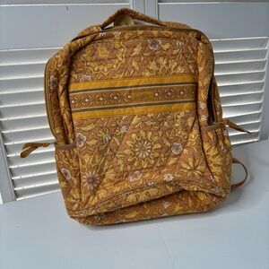 Sisters by Longaberger Floral Backpack Boho Retro Orange Yellow Bag